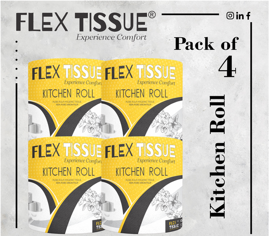 Flex Kitchen Roll 500gm High Quality, Neat, soft (Pack of 4)