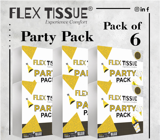 Flex Tissue Party Pack – Soft, Neat, White ,Pure & Hygienic (Pack of 6)