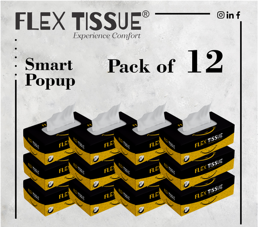 Flex Tissue Box (Smart Size Smile) 75x2 ply Pure Quality (PACK OF 12)